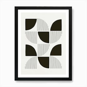 Shapes and Lines - Black 05 Art Print
