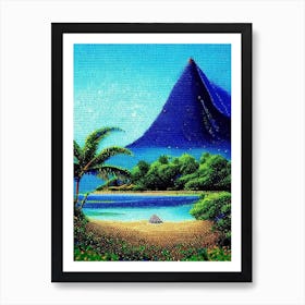 Mauritius Pointillism Style Tropical Destination Art Print