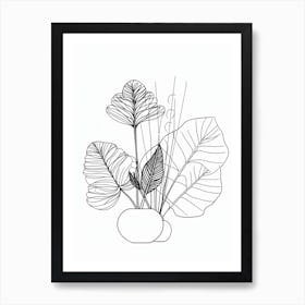 Boho Plant Bouquet Line Art 2 Art Print