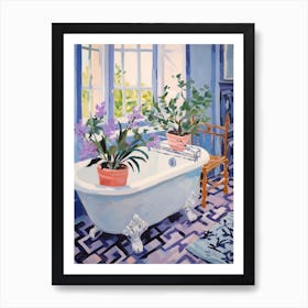 A Bathtube Full Lavender In A Bathroom 3 Art Print