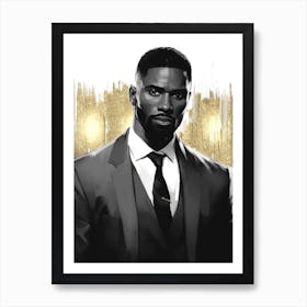 Black Man with Gold Abstract 10 Art Print