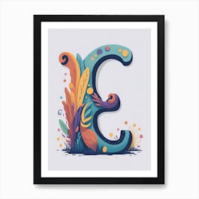 Colorful Letter E Illustration 14 Art Print