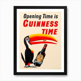 Guiness Toucan Vintage Poster Cocktails Kitchen Art Print