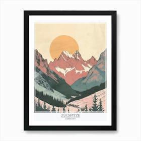 Zugspitze Germany Color Line Drawing Drawing 2 Poster Art Print