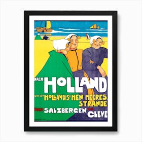 Holland, Women In Traditional Costumes On The Coast Art Print