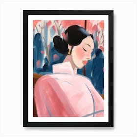 Asian Woman Relaxing. Oil Portrait Poster