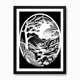 Landscapes Yin and Yang Linocut Art Print