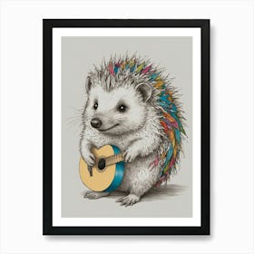 Hedgehog Playing Guitar 10 Art Print