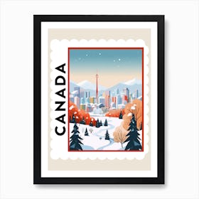 Retro Winter Stamp Poster Vancouver Canada Art Print