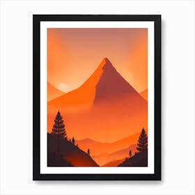 Misty Mountains Vertical Composition In Orange Tone 162 Art Print