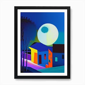 Full Moon Abstract Modern Pop Space Art Print