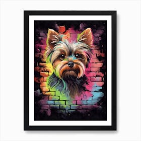 Aesthetic Yorkshire Terrier Dog Puppy Brick Wall Graffiti Artwork Art Print