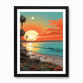 Coronado Beach San Diego California, Vibrant Painting 1 Art Print