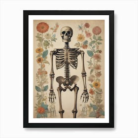 Botanical Skeleton Vintage Painting (19) Art Print