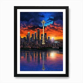 Seattle Washington Pointillism 6 Art Print