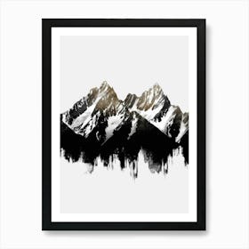 Mountain Range Watercolor Painting Art Print