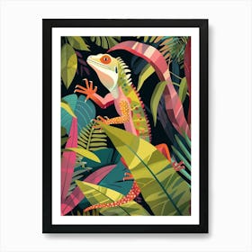 Green Galápagos Land Iguana Abstract Modern Illustration 4 Art Print