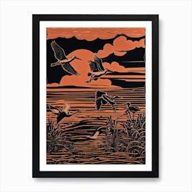 Birds In Flight Wall Art Above Tv 1 Art Print