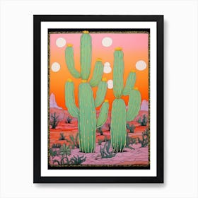 Mexican Style Cactus Illustration Moon Cactus 1 Art Print