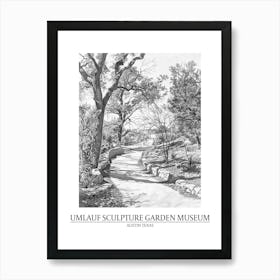 Umlauf Sculpture Garden Museum Austin Texas Black And White Drawing 1 Poster Art Print