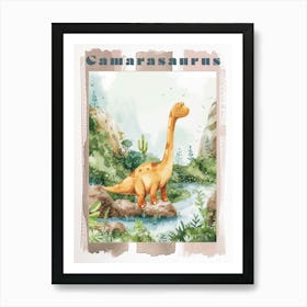 Cute Watercolour Of A Camarasaurus Dinosaur 3 Poster Art Print