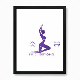 Logo Illustration Of A Woman Engaged In Yoga Standing Firm With Symbolic Elements Of Weightlifting Art Print