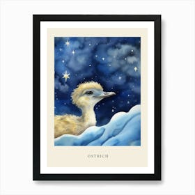 Baby Ostrich 2 Sleeping In The Clouds Nursery Poster Art Print