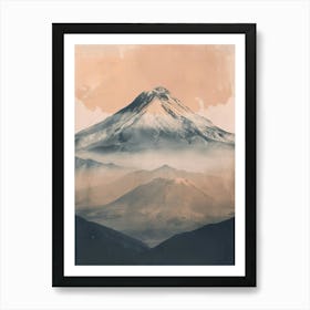 Pico De Orizaba Mexico Color Line Drawing (7) Art Print