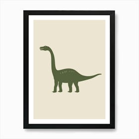 Olive Green Dinosaur Silhouette 1 Art Print