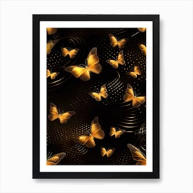 Golden Butterflies Wallpaper Art Print