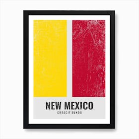 Vintage Minimalist New Mexico State Flag Colors With Motto Art Print