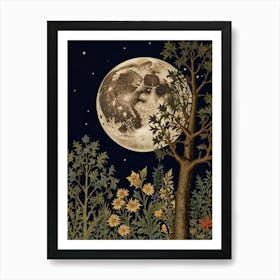 Full Moon In The Forest Style William Morris 1 Art Print