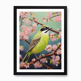 Ohara Koson Inspired Bird Painting Cedar Waxwing 2 Art Print