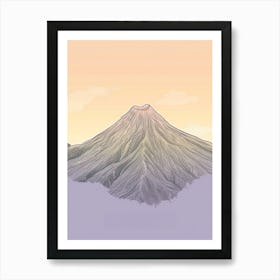 Mount Yasur Vanuatu Color Line Drawing (2) Art Print