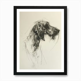 German Wirehaired Pointer Dog Charcoal Line 3 Art Print