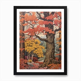 Bigtooth Aspen 3 Vintage Autumn Tree Print  Art Print