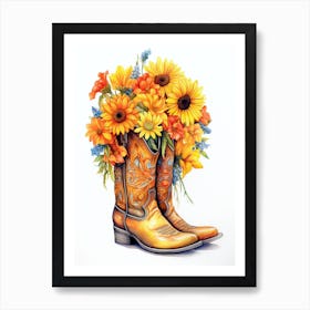 Cowgirl Boots Yellow Art Print