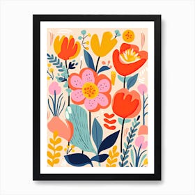 Floral Matisse Dance; Inspired Colorful Blooms In The Flower Market Art Print