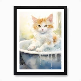 Turkish Cat In Bathtub Bathroom 4 Art Print