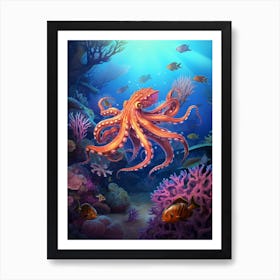 Octopus Searching For Prey Illustration 1 Art Print