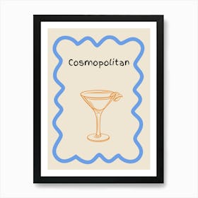 Cosmopolitan Doodle Poster Blue & Orange Art Print