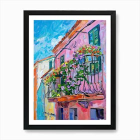 Balcony Painting In Ibiza 1 Art Print