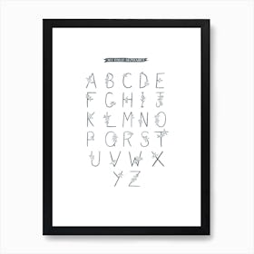 My First Alphabet Floral Navy Art Print