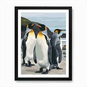 Emperor Penguin Boulders Beach Simons Town Minimalist Illustration 1 Art Print