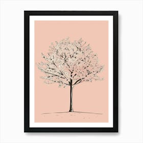 Cherry Tree Minimalistic Drawing 2 Art Print