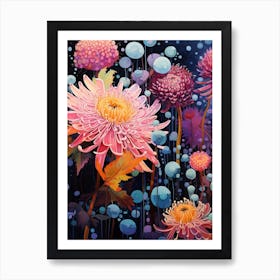 Surreal Florals Asters 8 Flower Painting Art Print