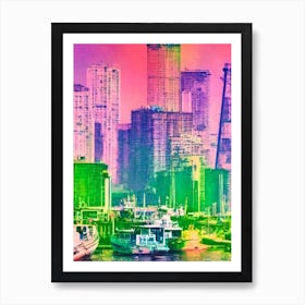 Port Of Haiphong Vietnam Retro Risograph Print 2 harbour Art Print