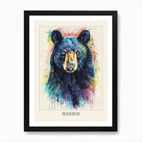Black Bear Colourful Watercolour 1 Poster Art Print