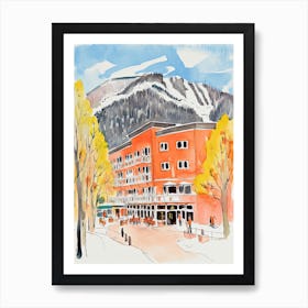 Little Nell Hotel   Aspen, Colorado   Resort Storybook Illustration 4 Art Print
