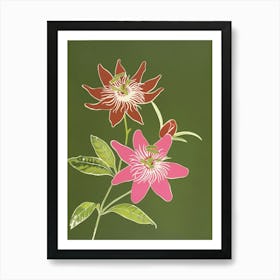 Pink & Green Passionflower 2 Art Print